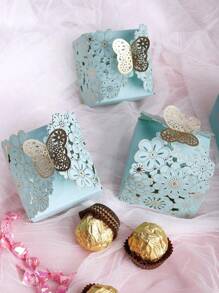 10/30 件烫金镂空蝴蝶糖果纸盒，适合派对烘焙包装、婚礼/派对礼品盒 - 彩色 - 查看 7