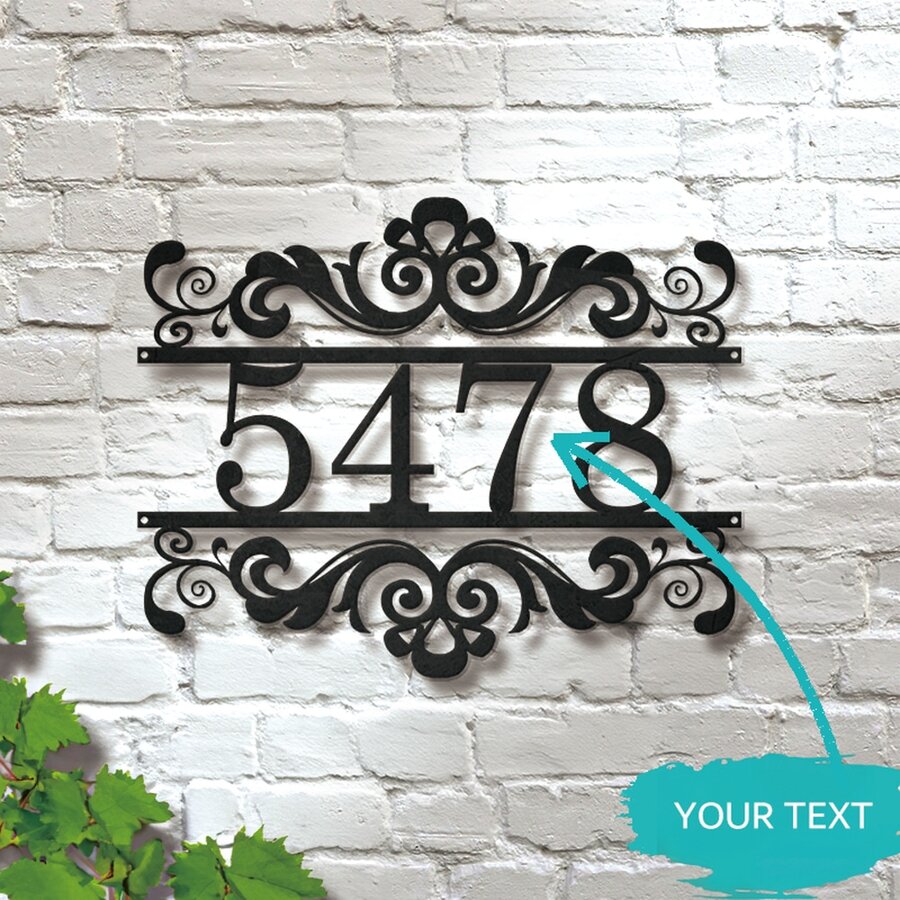 [Custom] Custom Name Metal Sign, House Number Sign, Metal Address Sign, Address Plaque, Home Number Sign, Vintage, Classic, Handcraft, Rural, Medieval Address Decor, Housewarming Gift, Front Door Sign, Wedding Gift, Wall Art, Garden Decor