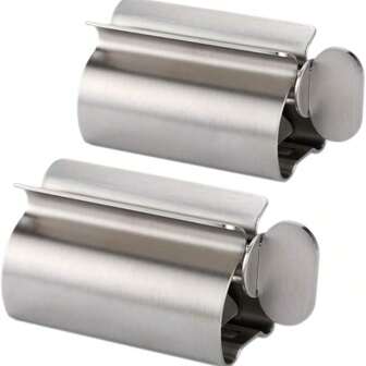 Set van 2 metalen tandpasta knijprollers, roestvrijstalen tandpasta tube dispenser houder voor thuis, slouchy tandpasta en gezichtsreiniger knijpen, badkamerdecoratie voor thuis, herfstdecoratie voor terug naar school