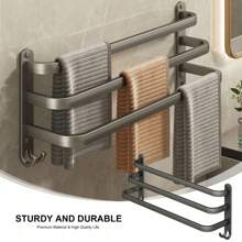Bathroom Towel Rack, With 3-Layer Design, Convenient For Drying. Smooth Surface, Easy To Install. Suitable For Kitchen, Bathroom, Laundry Room - Dark Grey - View 3