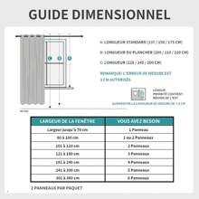 Rideau 100% caché 2 pièces, rideau en lin isolé thermiquement anti-chaleur texturé opaque rideau à œillets isolation légère anti-UV décoration chambre maison salon intérieur
