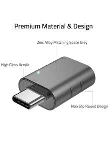 Gmobi USB C To USB Adapter Pack Of 2 USB C Male To USB 3.0 Female Adapter Compatible With MacBook Pro Air 2024, Microsoft Surface, IPad, Notebook, Del XPS And More Type C Devices,Space Grey