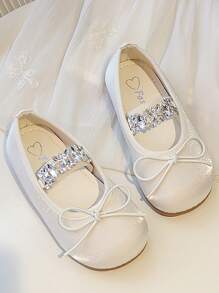 Toddler/Little Girls' Mary Jane Ballet Flats, Slip-On Style, Suitable For School, Parties And Other Occasions - Beige - View 1