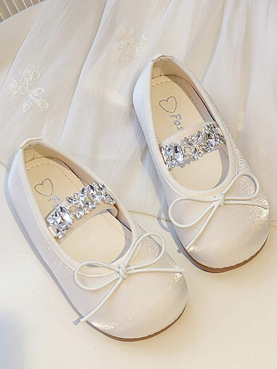 Toddler/Little Girls' Mary Jane Ballet Flats, Slip-On Style, Suitable For School, Parties And Other Occasions - Beige - View 1