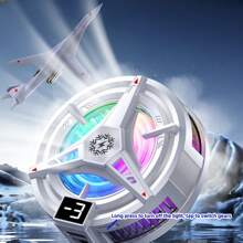 1 pieza Ventilador de refrigeración para teléfono con enfriamiento de semiconductores negro, con pantalla digital, adsorción magnética, compatible con teléfonos Android e iOS, tabletas, juegos, transmisión en vivo, luces RGB, tecnología de enfriamiento de 5V 3A con clip para accesorios de juegos e-sports con silencio
