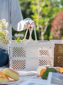 1 Pieza Cesta de transporte plegable y ligera, cestas de almacenamiento con asas de transporte, cesta de picnic al aire libre para verduras y frutas, mini cesta de almacenamiento