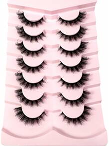 New 7Pairs Short Eye Lashes 3D Natural False Lashes Cat Eye Eyelashes 3D Fluffy Soft Cross Manga Lashes Wispy Natural Eyelash Extension