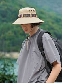 1pc 2025 Spring/Summer New Colorful Striped Bucket Hat, Unisex, Fashion Casual Outdoor Travel Hiking Fishing Sun Protection Wide Brim Sweat-Absorbing - Multicolor - View 5