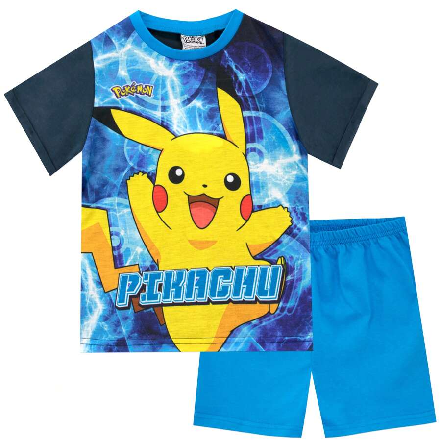 pokemon Pyjamas | Pikachu Lightning Boys' Short Pyjama Set  Kids' PJs - Blue - View 1