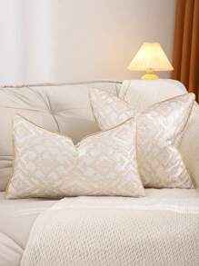 Gold Decorative Throw Pillow Cover, Jacquard Golden Geometric Pattern For Living Room Decor,Fall Decor,Autumn Decor,Room Decor - Gold - View 6