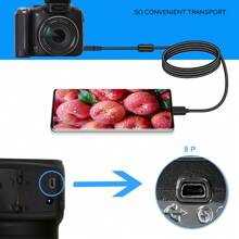 Edekoy 1M 黑色相机线 U-8 (U8)，适用于带有 Type C 接口和相机的智能手机，USB 充电线，快速数据传输，灵活设计，无需电池，USB 模式方便传输照片和视频，U-8 (U8)，兼容 C140、C180、C182、C190、C310、C315、C330、C340、C350、C360、C433、C503、C513、C530、C763、C813。 - 1M - 查看 4