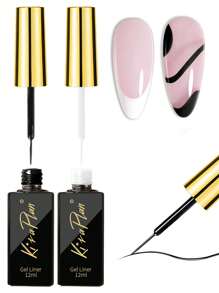 2支/4支装 12毫升超亮金属美甲凝胶,闪光银色、金色、白色、黑色彩绘凝胶,半永久UV凝胶指甲油 - 彩色 - 查看 13