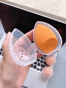 1/3 pièces Boîte de rangement poreux résistante à l'humidité et transparente pour coussin de maquillage, œuf de beauté. Boîte de rangement portable et respirante pour voyage. Organisateur de maquillage d'été pour la maison et la salle de bain. Retour à l'école