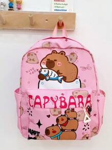 1 Pc Large-Capacity Cute Capybara Pattern School Bags. Lively Student Bag With Multi Pockets.Fashionable School Bag.Practical Handbag .Personalized Lightweight School Backpack.Portable Backpack With Multi Compartments