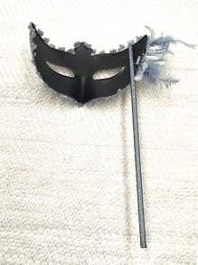 1 件女士多色化妆舞会化妆威尼斯羽毛侧花手持面罩和半脸面纱，性感道具适合各种节日、派对、活动、表演、服装