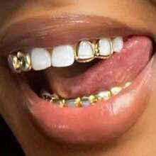 THATBOY Set de 3 joyas de rapero de moda estilo hip hop personalizadas, grillz de cobre con circonita hueca, un regalo genial para hombres y mujeres