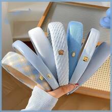 1 Pezzo Fascia per capelli da donna della nuova serie blu, spessa, morbida e soffice, alla moda, multifunzionale, di alta qualità, elegante, minimalista a tinta unita, stile versatile e morbido, adatto per uso quotidiano, casual, feste, pendolarismo, vacanze, acconciature, lavaggio del viso, trucco, abbinamento con l'outfit