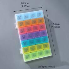 1 pieza Organizador portátil de pastillas diarias con 21/28 compartimentos y tapa, multicolor