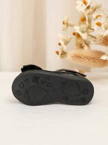 New Girls Leather Shoes Baby Stylish Cute Princess Performance Shoes Bow Decor Breathable Soft Sole Flats, Fashion Shallow Loafers - Black - View 6