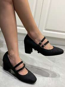 法式复古粗跟玛丽珍鞋百搭复古小皮鞋2025春季新品适合搭配连衣裙