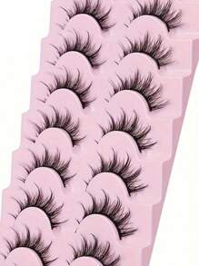 7 对漫画睫毛 - 自然外观、3D 浓密、纤细、蓬松、尖刺、动漫和角色扮演睫毛 - 7 件装 - 韩式和日式 - 尖尾漫畫款 - 查看 3