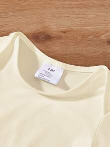 Newborn Baby Slogan Graphic Bodysuit - Khaki - View 3