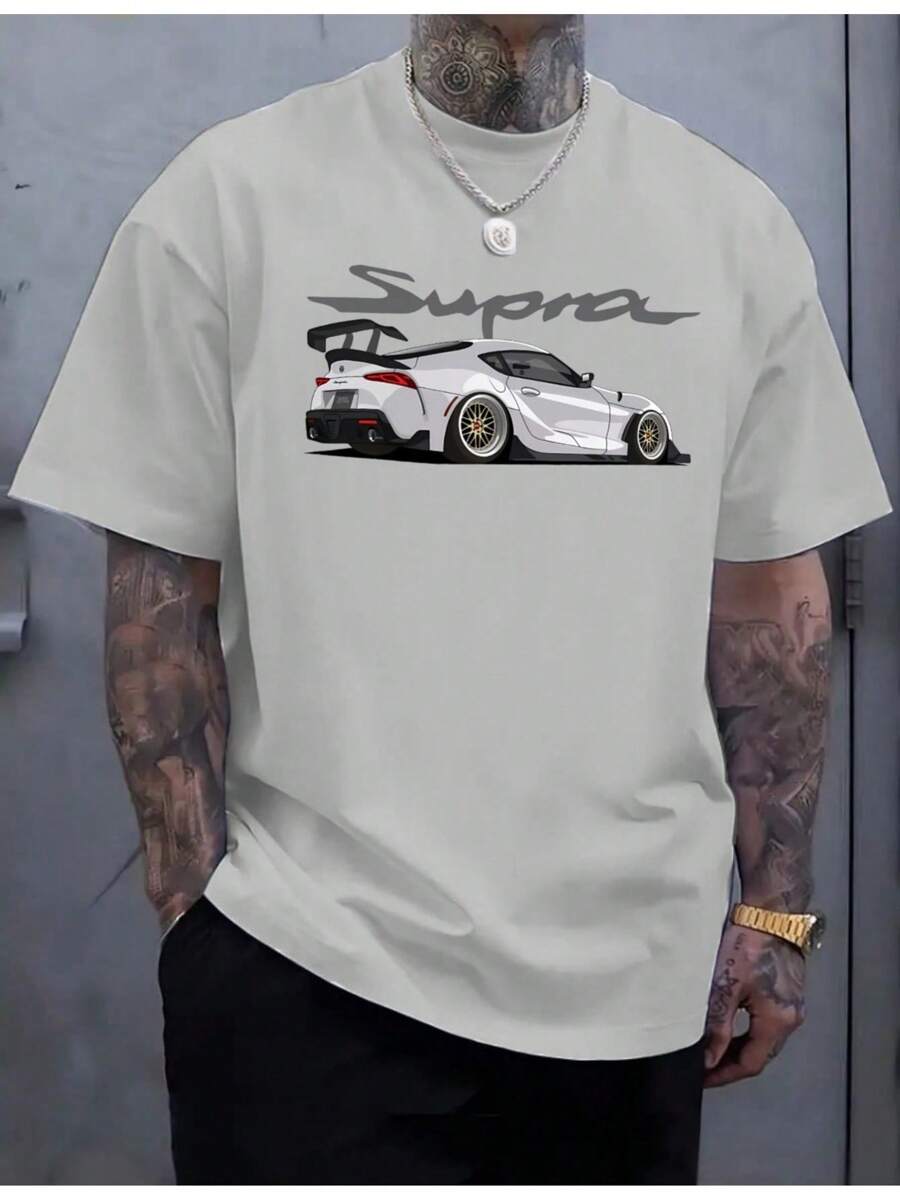 Camiseta de coche deportivo de dibujos animados para hombre