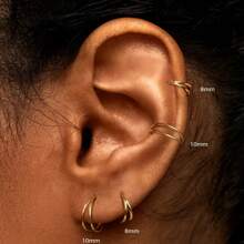 DAILI 1 pieza Aro de cartílago doble Anillo de nariz Anillo de septum de acero inoxidable Joyería de perforación Anillos de clicker de septum Arete de cartílago Helix Rook Trago Oro Plata 18G 16G 8mm 10mm - Pendientes de cartílago doble - Ver 4