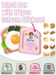 (¡Con pegatinas personalizadas!) 1 pieza Caja de almuerzo portátil de gran capacidad, caja bento para pan, caja de almacenamiento de tostadas de fibra de bambú portátil para estudiantes, conjunto de regalo de caja de almuerzo para exteriores, recipiente de sándwich reutilizable, caja de sándwich, recipiente de alimentos sellable, caja de sándwich, pajita, caja de sándwich pequeña, bandeja de sándwich, cocina, regalo de Navidad - Resina, seguro para uso en exteriores para tostadas, pan y sándwiches