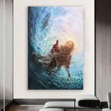 Framed Jesus Christian Canvas Wall Art Hand Of God Reaching Into Water Picture Bible Christ Religion Painting Wall Decor Poster Print For Living Room Bathroom Bedroom Church Home Decoration