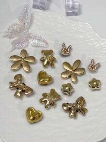 12 قطعة من مشابك الأحذية بتصميم الدب والقلب والثلج الذهبي العصري، ديكورات DIY مناسبة لصنادل النساء والشبشب والحقائب الشاطئية، إكسسوارات مشبك أحذية متعددة الاستخدامات، رائعة كهدايا لأعياد الميلاد والمناسبات