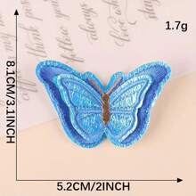 1pc Layer 3D Butterfly Embroidery Patches, Embroidered Iron-On Patches, Red Peach Yellow Light Purple, For Clothing, Jacket, Hat, Jeans, Backpack, Stage Costume