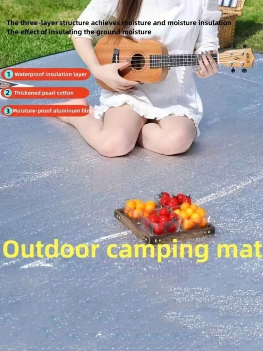 1 件露营铝箔防潮垫，便携式防水睡垫，适用于野餐、户外、帐篷、海滩、家庭烹饪 - 銀色 - 查看 1