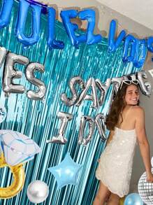 5pcs Disco Ballroom Balloon Of Different Sizes, 10/18/22 Inch Disco Foil Balloon With A Metallic Silver Tassel Background, Suitable For Party Graduation And Birthday Supplies