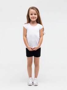 8pcs Kids Classic Solid Color Milk Silk Material Summer Breathable Bike Shorts