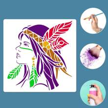 6 件套模板，可重复使用模板，适用于木制标牌、家具、帆布、塑料、DIY 手工工具（用于艺术品和缝纫用品）