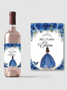 20 unidades Etiquetas adhesivas personalizadas para botellas de vino, etiquetas decorativas con corona de 15 cumpleaños, crea tus propias pegatinas personalizadas | Pegatina con cita favorita | Pegatina personalizada | Troquelado, regalos únicos e ideales para ella, novio, novia, papá, mamá, familia, amigos, mascotas, hija, estudiantes, hijo para aniversarios, cumpleaños, graduación escolar, hogar, oficina