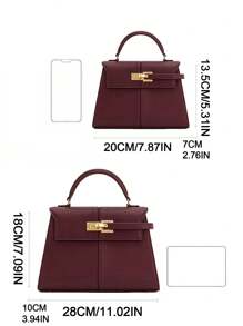 Trapezoid Bag New Design Women PU Leather Handbag, High-End Versatile Crossbody Bag, Fashionable Niche Top Handle Tote Bag, Commuter Bag, Best Mother's Day Gifts Women, Business Casual Woman Bag Perfect For Office Business And Work , Gifts For Women , Mum Gifts - Burgundy - View 2