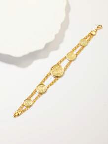 1pc Vintage Arabic Coin Design Eid Mubarak Bracelet For Women