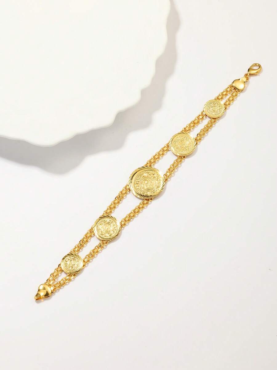 1pc Vintage Arabic Coin Design Eid Mubarak Bracelet For Women