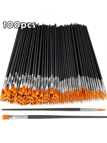 30 pièces/50 pièces/100 pièces Set de pinceaux à cheveux en nylon plats et pointus, convenant pour la peinture acrylique à l'huile professionnelle, l'aquarelle, la peinture de visage, l'art sur rocher, la manucure, l'artisanat, fournitures pour artistes et passe-temps