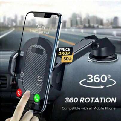 Car Phone Holder 360° Windshield Mobile Cell Support Smartphone Universal Mount Stand Compatible With IPhone