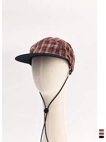 1 pieza Gorra tipo snapback de secado rápido con rayas y cuadros, top suave, para mujer primavera/verano, delgada y transpirable, con protección solar para uso en exteriores y estilo callejero, sombrero ajustable unisex para viajes al aire libre y sombreado solar de verano