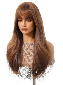 Linen Brown Butterfly Haircut Curly 22 Inch Hair Wigs For Women Girls Synthetic Wavy Hair Replacement Wigs Music Festival For Women To Achieve A Cute Look Easily Wear Halloween
