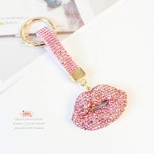 1pc Creative Rhinestone Lip Key Chain, Luxury Niche Design Car Key Decor Pendant, Bag Decoration Keychain