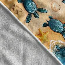 1pc Oversize Beach Towel, Sea Turtle Design, Essential Travel & Holiday Gift, Swimming Pool Towel, Beach Necessities For Adults, Women & Men Summer,Holiday Bathroom Decor - Multicolor - View 4