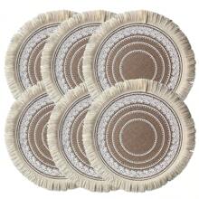 1/4/6/8/10 Stück runde weiße gefranste hitzebeständige Matte, Küchen- und Esszimmertisch Platzset Dekoration