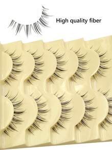 5 Pairs Asiteo Thin Transparent Cartoon Style False Eyelashes, Spiky Anime False Lashes, Natural Look, Reusable, Suitable For Daily Wear, Beginner Friendly - 尖尾漫畫款 - 查看 5