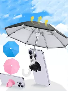 1 Piccolo ombrellino con supporto per telefono universale regolabile a ventosa a forma di porcellino, ripara dalla luce, per uso esterno anti-abbagliamento, realizzato in fibra di poliestere, anti-pioggia e anti-sole, con pellicola protettiva per lo schermo