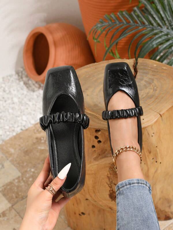 2025 New Fashion Retro Square Toe Mary Jane Flat Shoes For Women, Versatile Casual Shoes, Suitable For All Seasons